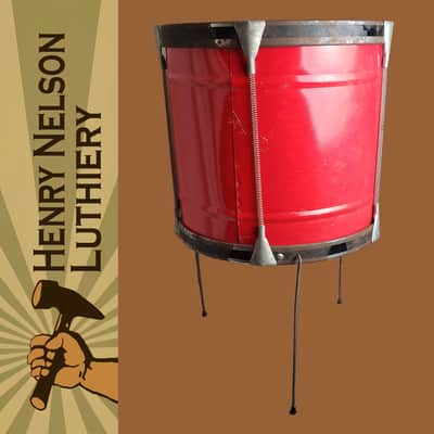 Pair of 1960s Noble & Cooley Tin Toy Tom + Floor Tom Drum - Red Steel w/Legs image 7