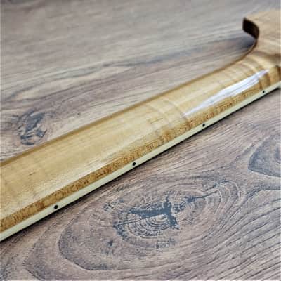 Stratocaster Rosewood and Roasted Flame Maple Guitar Neck 70s Large Headstock  with Pearl Inlays image 11