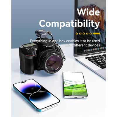 Hollyland LARK M2 DUO 2-Person Wireless Camera-Mount Microphone System - Universal Compatible (2.4 GHz, Shine Charcoal) + Vivitar compact Selfie Video Tripod + 16GB Transcend MicroSD Memory Card with Adapter image 7