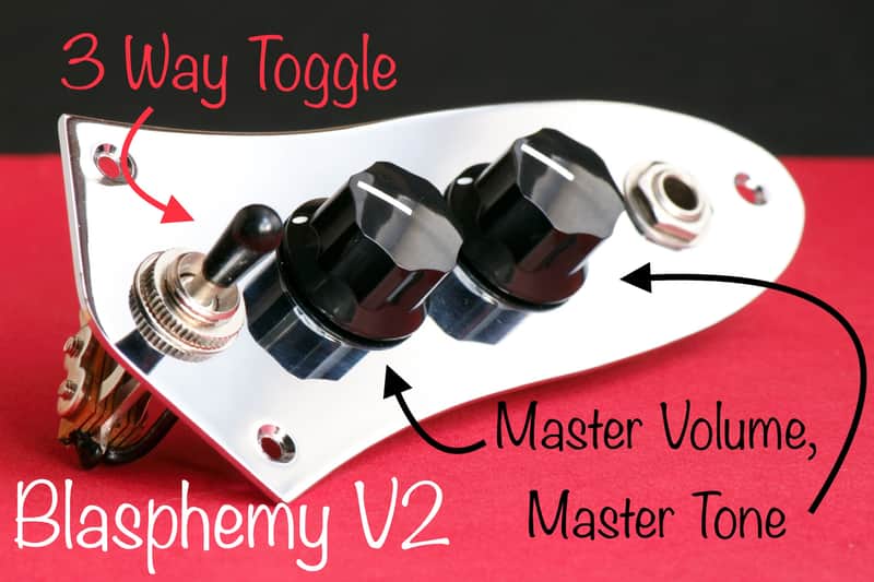 Blasphemy. A Fender Jazz Bass Wiring Harness and Control Plate with 3 Way Toggle Switch image 1