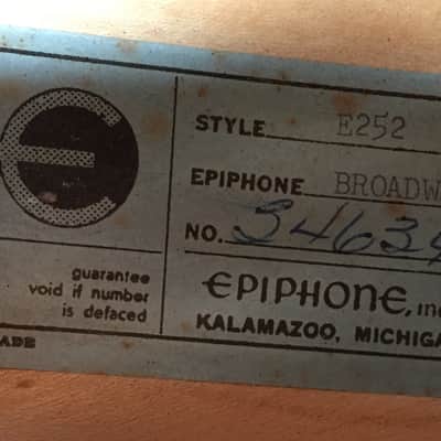 Epiphone BROADWAY Model E-252 1965 Sunburst image 19