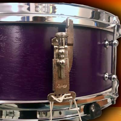 Ludwig  Pre-serial No. 491 Pioneer 5x14" 6-Lug  Snare w/ Keystone Badge, in Purple (refinished) image 11