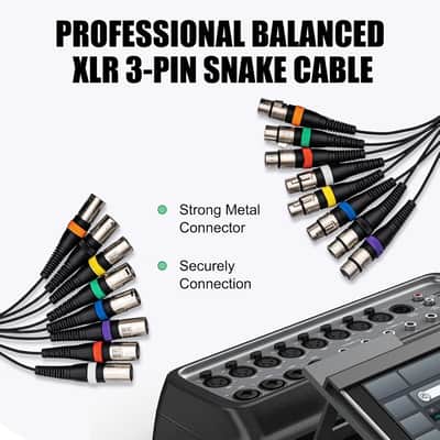 8 Channel XLR Snake Cables 10FT, 8 Colored XLR Male to Female Microphone Patch Cable, Pro Audio Recording Snake Cable for Recording,Live, Stage, Studios image 2