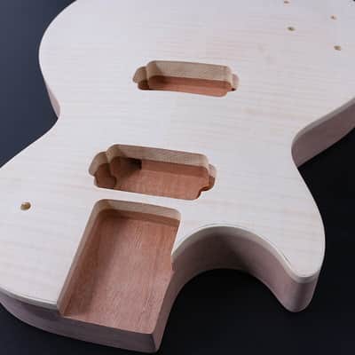 Left Hand Electric Guitar Body Mahogany Flame Maple Guitar Parts image 5