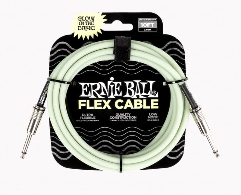 Immagine 10" Ernie Ball GLOW IN THE DARK Instrument Flex Cable Durable High-Quality Tangle-Resistant Ultra-Flexible Shielded Low-Noise Design Natural Frequency Response Clean for the Studio Tough for the Road - 1