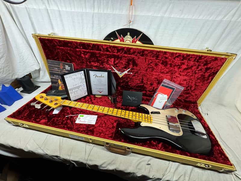 Fender USA Custom Shop '57 Precision Bass jrn Journeyman 4-string P-Bass with COA + Case 2020 - Black / Maple neck - relic'd image 1
