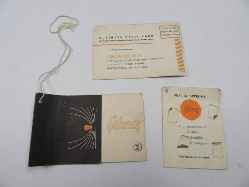 Gibson  A-40N Mandolin 3 piece Hang Tag set. 1960-1969 image 1