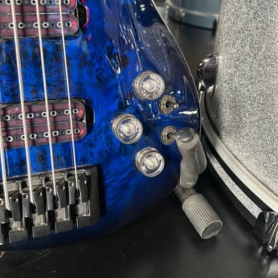 Schecter Guitar Research Omen Elite 4 / Four String Electric Bass Guitar in See-Thru Blue Burst with Hardshell Case (RM 2) image 3