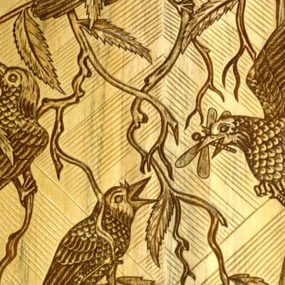 Blueberry Dreadnought Acoustic Steel String Guitar Birds Motif - Hand Made and Hand Carved image 5