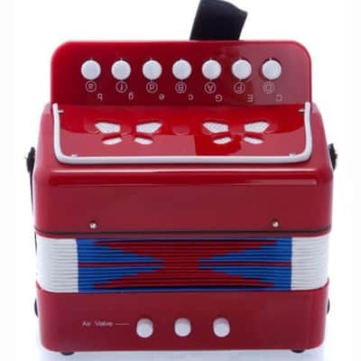 Top Quality Red Accordion Kids Musical Toy w 7 Buttons 3 Bass image 1