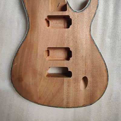 Unfinished Mahogany Wood HH Guitar Double Cutaway Body with Abalone Binding