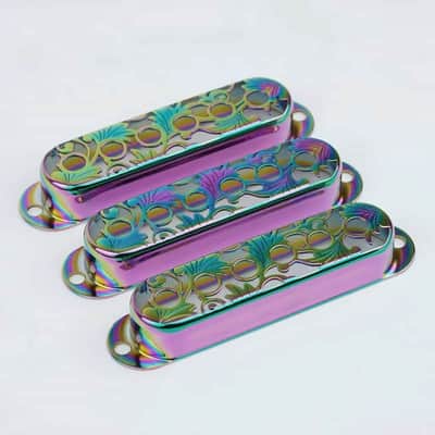 3pcs Rainbow Hollowed Flowers Guitar Strat Style Pickup Covers image 2