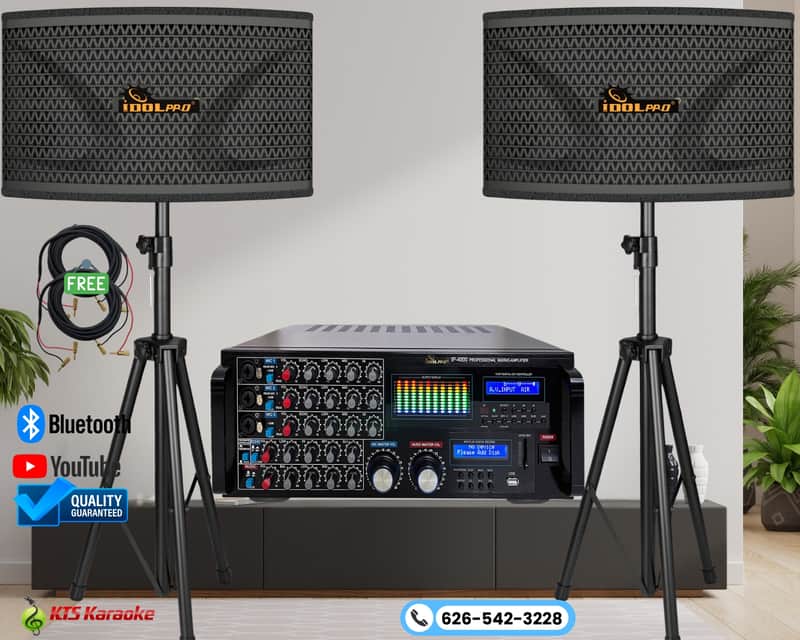 IDOLpro 3000W Superior Karaoke System With Dual 10" 2000W Speakers With Bass Booster and 3000W Bluetooth Mixing Amplifier image 1