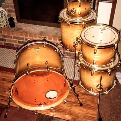 ODERY CUSTOM BRONZED ROOTBEER FADE-BRASS PLATED HDWE 6 PC SHELL PACK 10t, 12t, 13sd, 14ft, 16ft, 22"b image 10