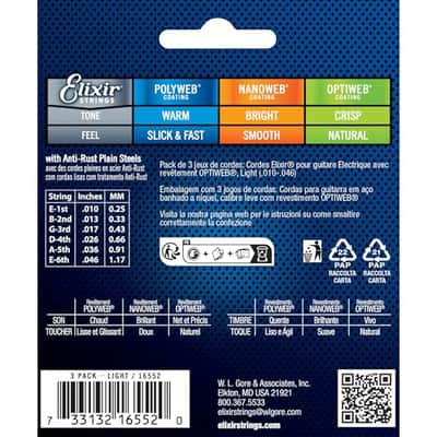 Elixir Strings - Nickel Plated Guitar Strings with OPTIWEB Coating - Elixir Electric Guitar Strings - 3 Pack, Light 10-46 image 6