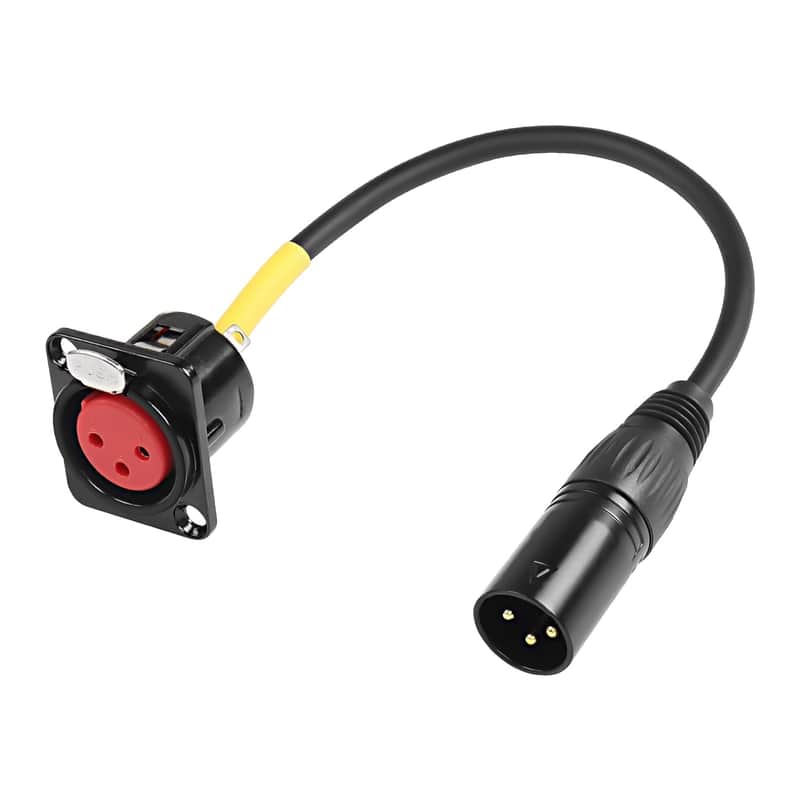 D-Type XLR Female Panel Mount to XLR Male Connector Pass Through Cable,3 Pin Mic XLR Feed/Pass Thru Converter Compatible with Microphone - 30cm/11.8inch 1 Pcs image 1