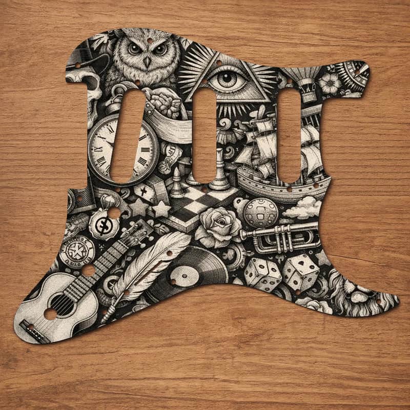 Stratocaster SSS 11 Hole Pickguard USA/Mexico UV Printed Graphics image 1