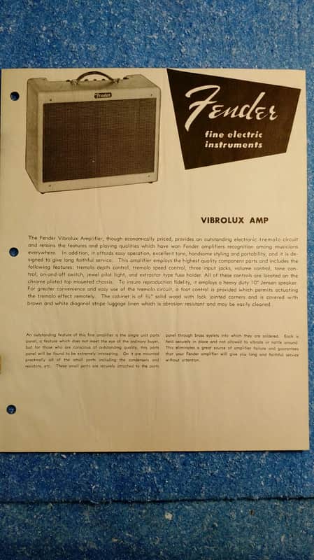 Fender Vibrolux Dealer Sheet 1955 image 1