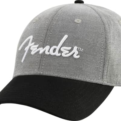 Fender Hipster Dad Hat, Grey & Black, One Size Fits Most image 1