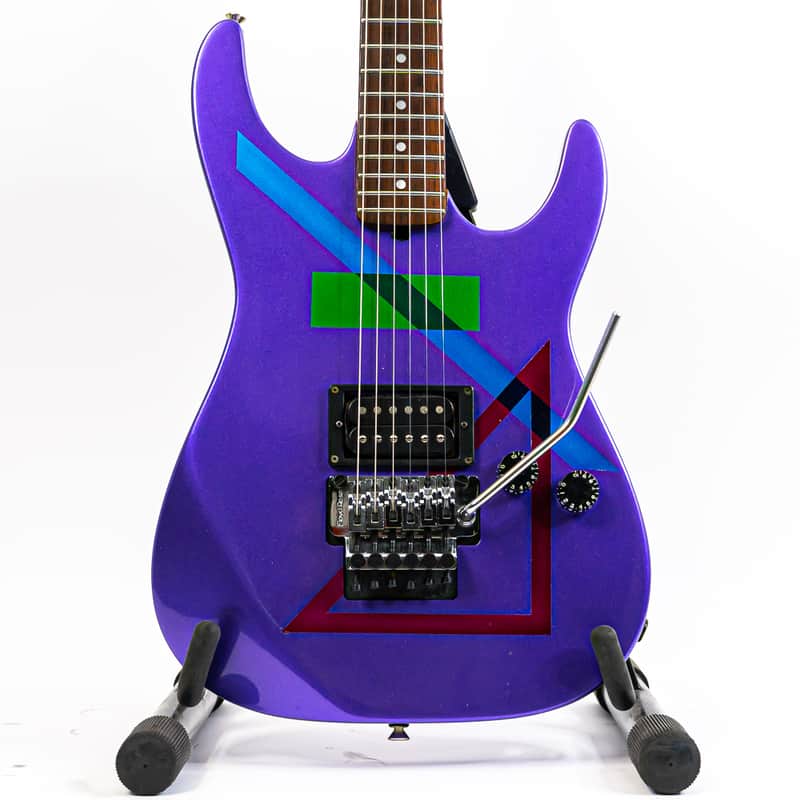 Metallic Purple Partscaster Super Strat Geometric Shapes w/ Kramer Neck, Dean Body, Hamer USA Pickup, Floyd Rose image 1