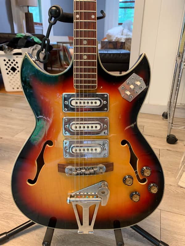 1960s Fujigen Fiama Hollow Body 3 Pickup Sunburst image 1