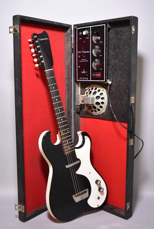 c.1960's Silvertone Model 1448 Electric Guitar w/Original Case Amp image 1