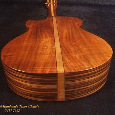 Handcrafted Tenor Ukulele, Solid Hawaiian Koa & Acacia, Hibiscus Soundhole, Worth String, Soft-bag, Bruce Wei UJ17-2602 image 9