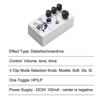 Distortion/Overdrive Guitar Effect Pedal 4 Mode Switch image 4