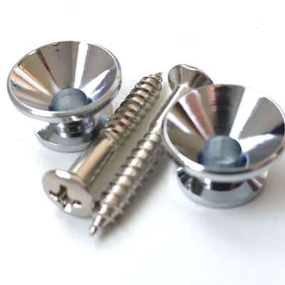 2 Stratocaster Style Chrome Strap Buttons Gotoh type + screws