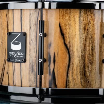 Seven Six Drum Company 7x14 Black and White Ebony Custom Snare Drum 2022 B+W Ebony High Gloss image 6