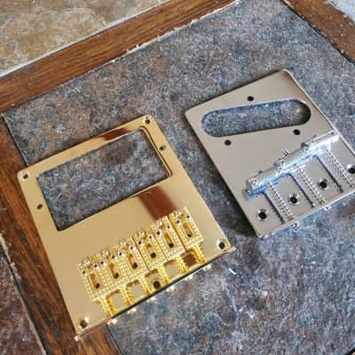 Fender -style lot 2 telecaster bridges - nickel, gold image 1
