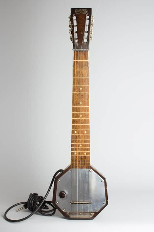Audiovox 7-String Lap Steel Electric Guitar, c. 1935, ser. #2369, original black hard shell case. image 1