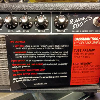 Fender Bassman 800 2-Channel 800-Watt Hybrid Bass Amp Head 2016 - Present - Black image 3