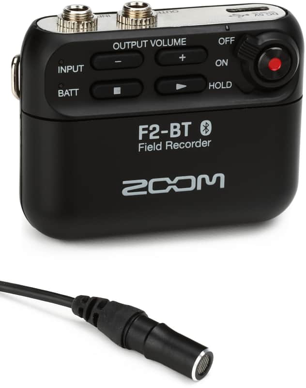 Zoom F2 Field Recorder with Lavalier Microphone and Bluetooth Control image 1