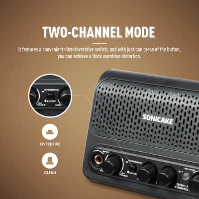 Sonicake 10W Mini Guitar Amplifier, Portable Guitar Combo Amp, Lightweight All-in-one BT Speaker with Aux in Jack for Bedroom Practice, Multi Effects - Clean/Overdrive/Reverb - Triangle QAM-10(Shipping from local US,UK,EU warehouse) image 5