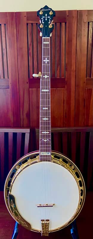 Tim Davis Banjos Mack Crowe Gold Engraved Bluegrass Banjo 2020 Mahogany image 1