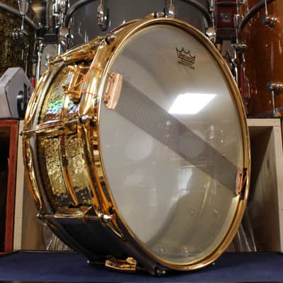 Early 2000s Pearl 5.5x14 Jimmy Degrasso Signature Snare Drum in Hammered Brass image 6