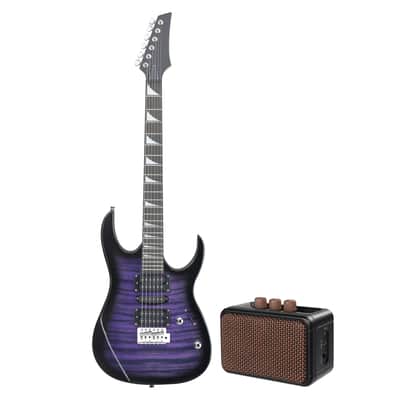 170 Model 39in Electric Guitar HSH Pickups Black complete starter kit suit for Hard Rock Tiger-striped 2020's - Purple image 1
