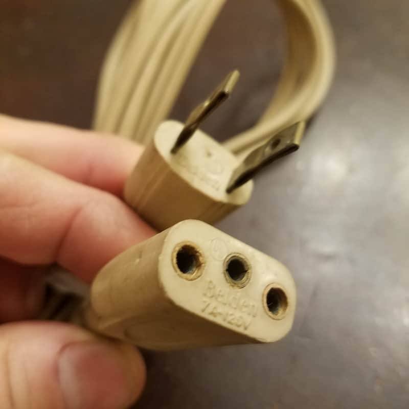 1 Belden Non-polarized Original Vintage 3-pin Power Cord Electric Cable Pentron V-M 1950s Beige image 1