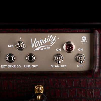 Magnatone Point to Point Varsity Reverb Cathedral Burgundy Guitar Amplifier Combo with Cover image 5