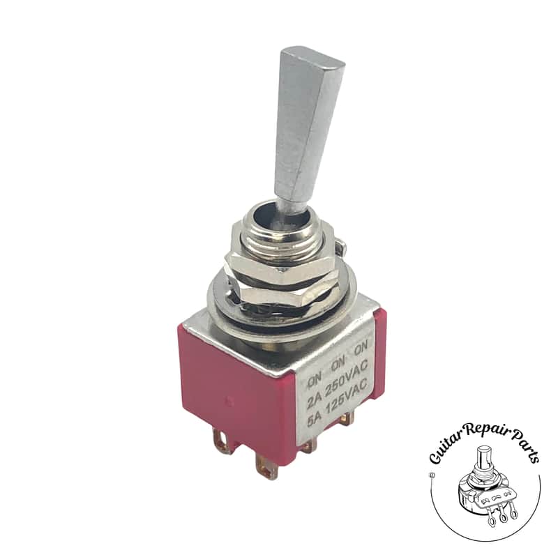 Carling On-On-On 3 Position DPDT Mini Toggle Switch w. Flat Bat - Chrome image 1