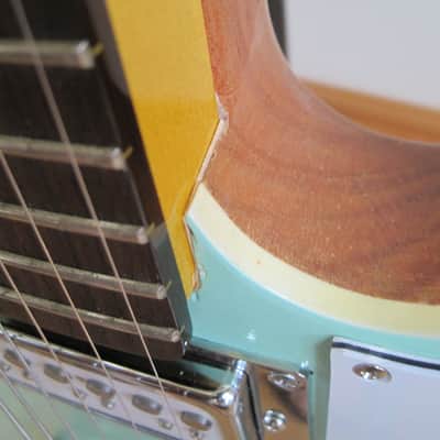 Custom Tele-Style Thinline HH Bigsby Warmoth Neck Surf 90s Surf Green image 8