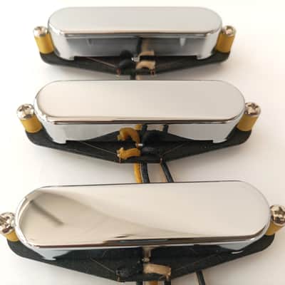 Stratocaster HOT Pickups SET CHROME Nickel-Silver Covers Hand Wound Q Custom Strat image 2