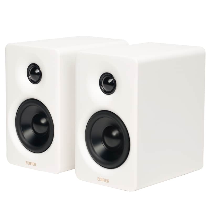 Edifier Bookshelf Speakers, 66W RMS Desktop Speakers, Hi-Res Audio & Hi-Res Wireless Audio Computer Speakers, Bluetooth V5.3 Speakers with USB-C AUX Input and Stands – White image 1