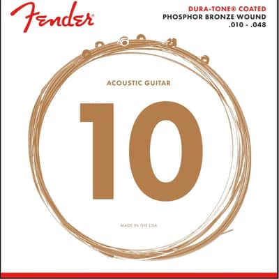 Fender 860XL Dura-Tone Coated Phosphor Bronze Acoustic Guitar Strings (10-48)