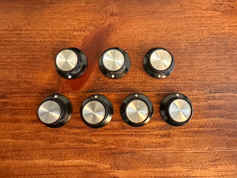 7 Vintage Amp Knobs - White Indicator Dot 1960s - Set Screw image 1