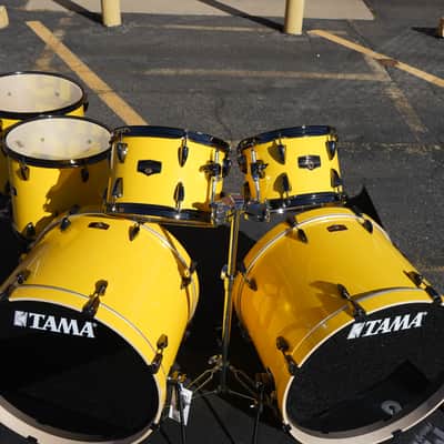 Tama Imperialstar 7-piece Shell Pack w/ Snare Drum & Tom Stand - Electric Yellow with Black Nickel Hardware image 11