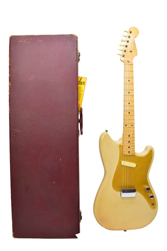 Vintage 1958 Fender Musicmaster Electric Guitar, Maple Fingerboard, Desert Sand w/ Case image 1
