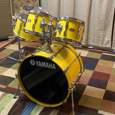 RARE Vintage Yamaha Recording Custom Birch pre-Yess 1983 Mellow (Canary) Yellow Drum Kit Set Gadd Sizes! image 11