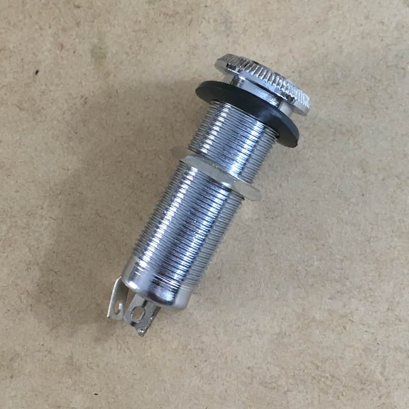 One Plug End Pin Amp Jack Set Acoustic Guitars Electric 1/4" Jack Parts Chrome image 1
